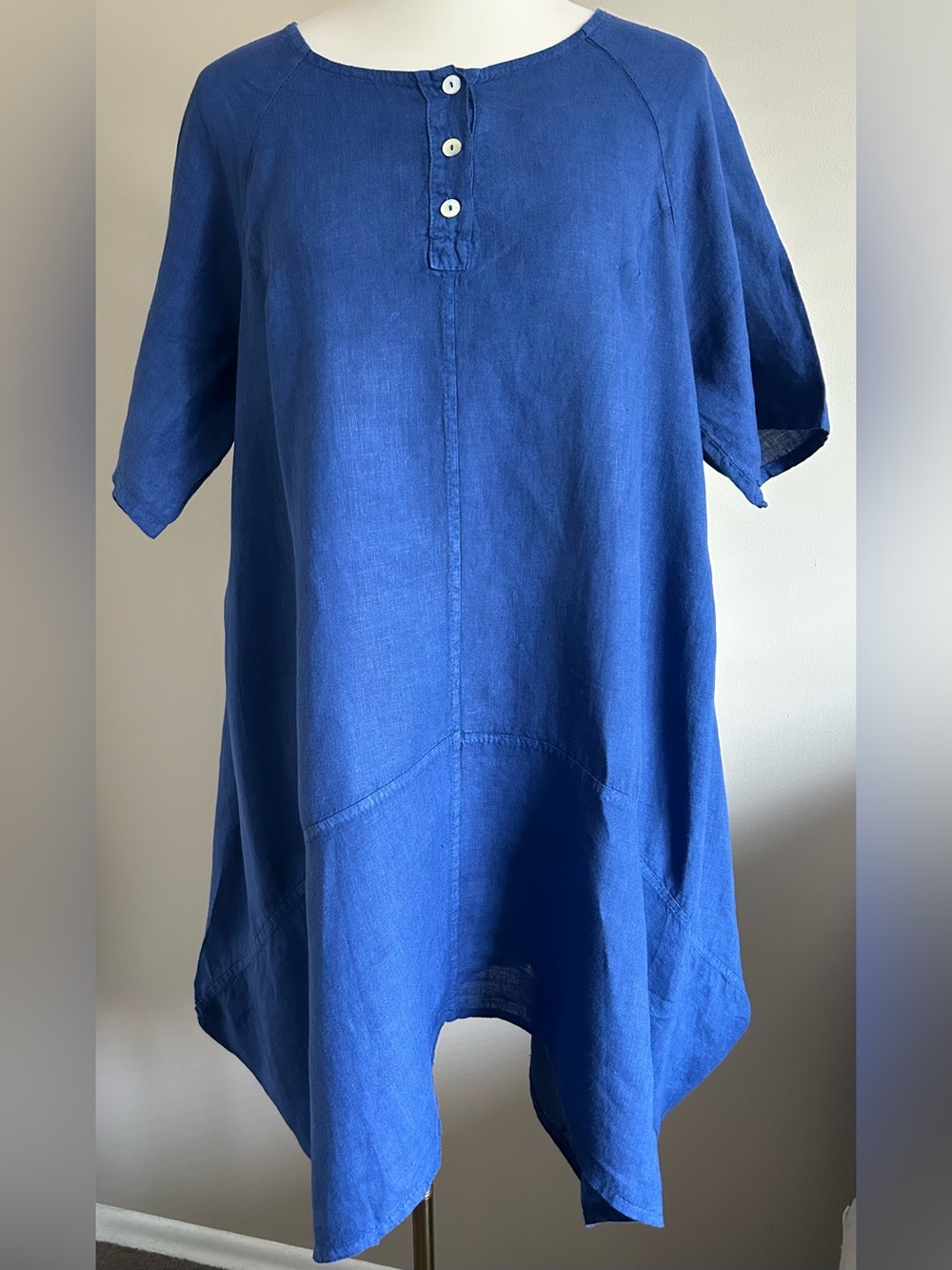 Martina Innocenti Italian Linen Midi-Dress in Cobalt Blue - Oversized.